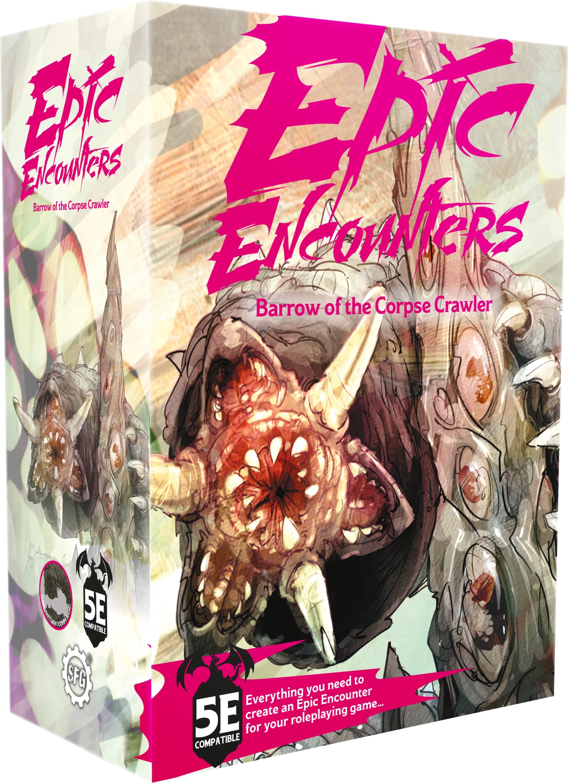 Epic Encounters: Barrow of The Corpse Crawler: Juego de Mesa de fantasía con Miniatura de Gran Jefe, Alfombrilla de Juego de Doble Cara y Libro de Aventuras Game Master con estadísticas de Monstruos
