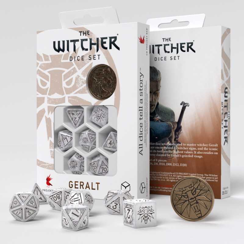 Q-Workshop QWOWGE3T The Witcher Dice Set: Geralt – The White Wolf (7