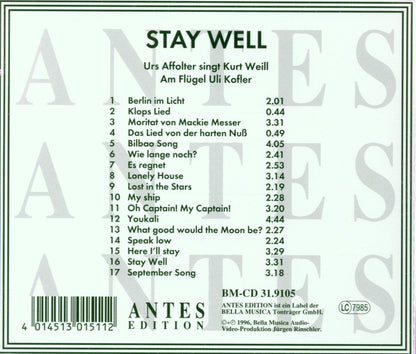 Stay Well: 17 Songs By Kurt Weill