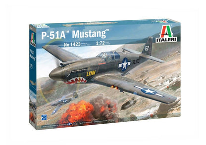 Italeri IT1423 1423 P-51A Mustang, 1:72 Scale, Kit, Plastic Assemble, Model Making, Grey