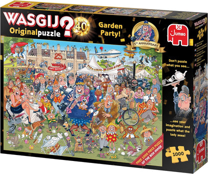 Jumbo, Wasgij Original 40, 25th Anniversary Garden Party, Jigsaw Puzzles for Adults, 2 x 1000 piece &, Wasgij Christmas 18 Gingerbread Showstopper, Jigsaw Puzzles for Adults, 2 x 1000piece + 18 Gingerbread Showstopper