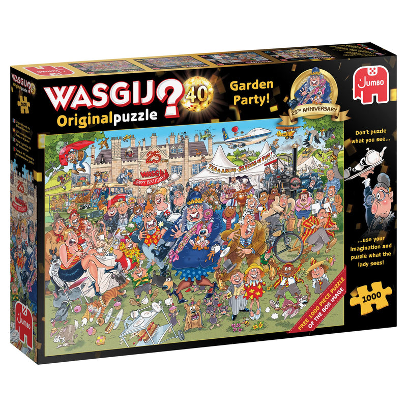 Jumbo, Wasgij Original 40, 25th Anniversary Garden Party, Jigsaw Puzzles for Adults, 2 x 1000 piece &, Wasgij Christmas 18 Gingerbread Showstopper, Jigsaw Puzzles for Adults, 2 x 1000piece + 18 Gingerbread Showstopper