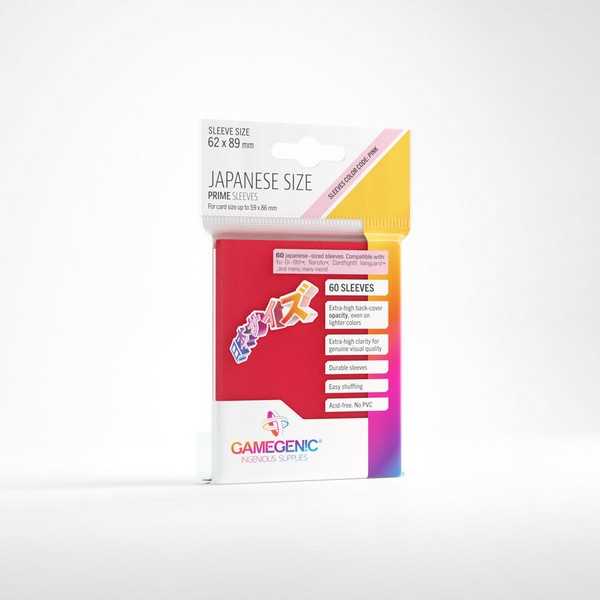 Asmodee Prime Japanese Sized Sleeves Red - Plastic, 60 Pieces - Multi-Language (Includes Spanish