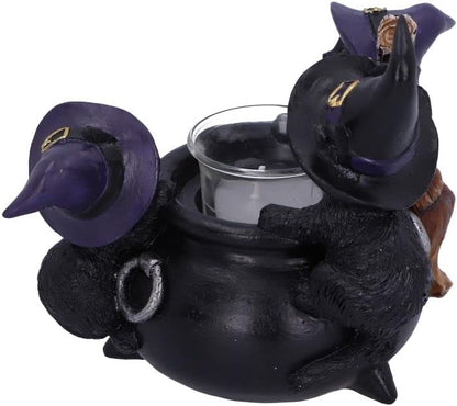 Familiar Cauldron Black Cat Candle Holder 12.5Cm