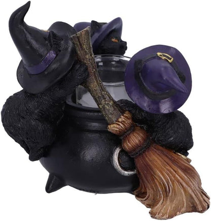 Familiar Cauldron Black Cat Candle Holder 12.5Cm