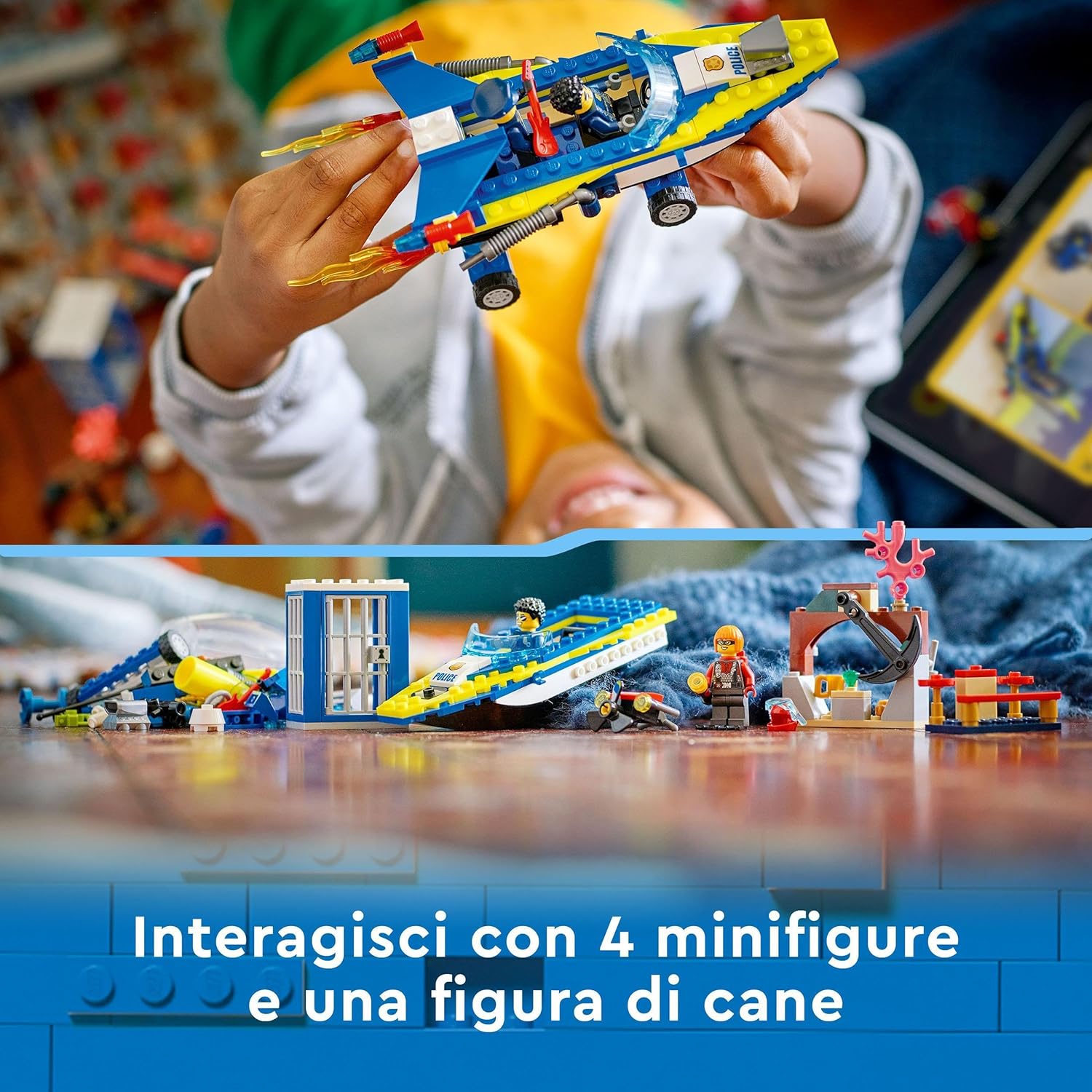 LEGO 60355 City Water Police Detective Missions, with Speed Boat Toy & 60343 City Great Vehicles Rescue Helicopter Transport Truck, Lorry Toy for Boys and Girls 5 plus Years Old