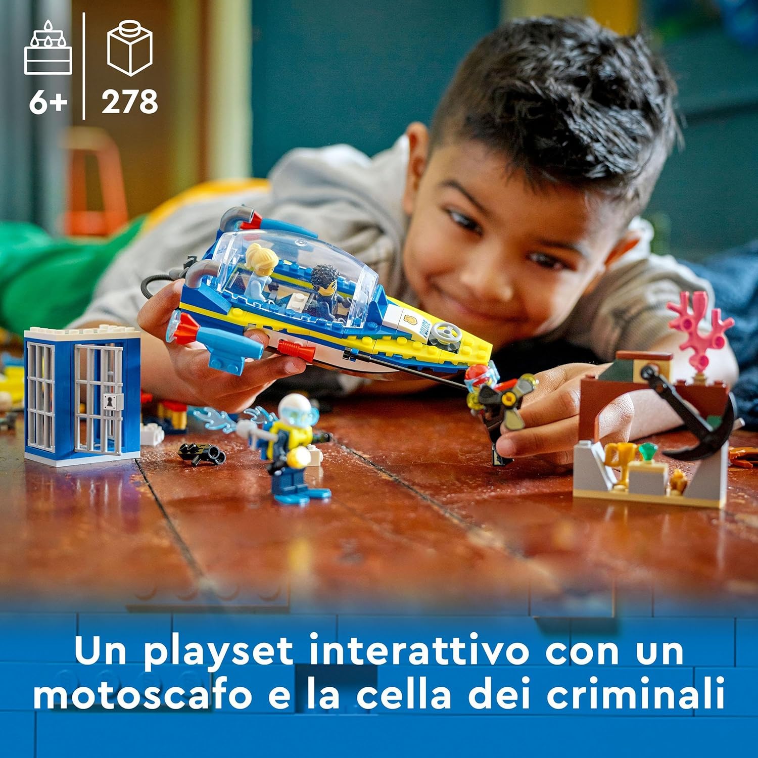 LEGO 60355 City Water Police Detective Missions, with Speed Boat Toy & 60343 City Great Vehicles Rescue Helicopter Transport Truck, Lorry Toy for Boys and Girls 5 plus Years Old