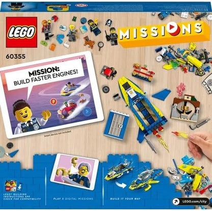 LEGO 60355 City Water Police Detective Missions, with Speed Boat Toy & 60343 City Great Vehicles Rescue Helicopter Transport Truck, Lorry Toy for Boys and Girls 5 plus Years Old