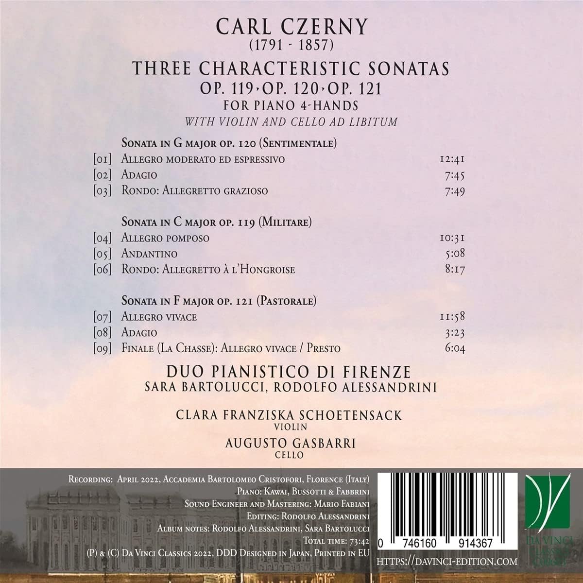 Czerny: Three Characteristic Sonatas for Piano 4-H