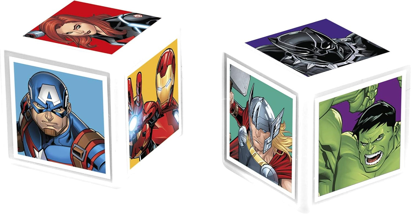 Top Trumps Match Marvel Avengers The Crazy Cube Game, play with 15 superheroes including Spider-Man, Black Widow, Iron Man and Captain America, travel board game, gift for ages 4 plus