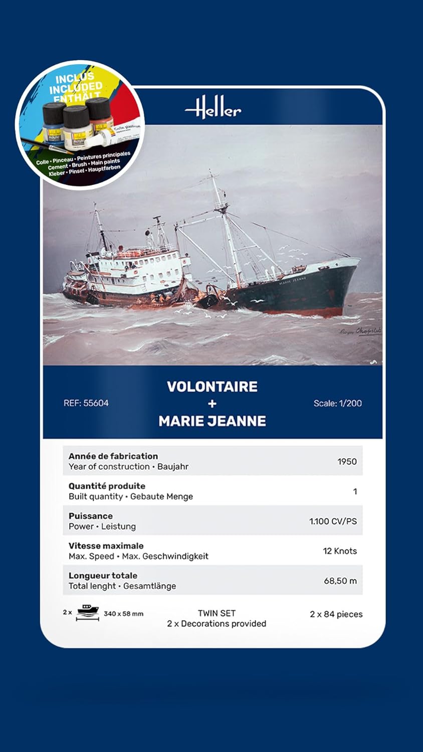 Heller 55604 STARTER KIT VOLONTAIRE + MARIE JEANNE Twinset 1/200