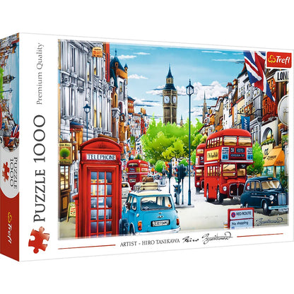 Trefl London Street - 1000 Piece Jigsaw Puzzles for Adults & Children Aged 12+ - Double Decker Bus & Big Ben Puzzle