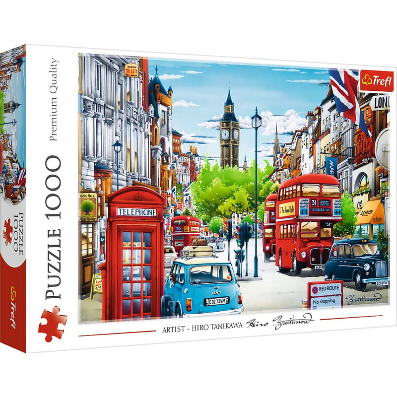 Trefl London Street - 1000 Piece Jigsaw Puzzles for Adults & Children Aged 12+ - Double Decker Bus & Big Ben Puzzle