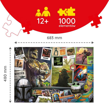 Trefl 1000 Piezas-Rompecabezas de Collage con Personajes de Cuento, Entretenimiento Creativo, Diversión, para Niños Mayores de 12 Años Puzzle, Color Star Wars Mandalorian, colección Grog (10718