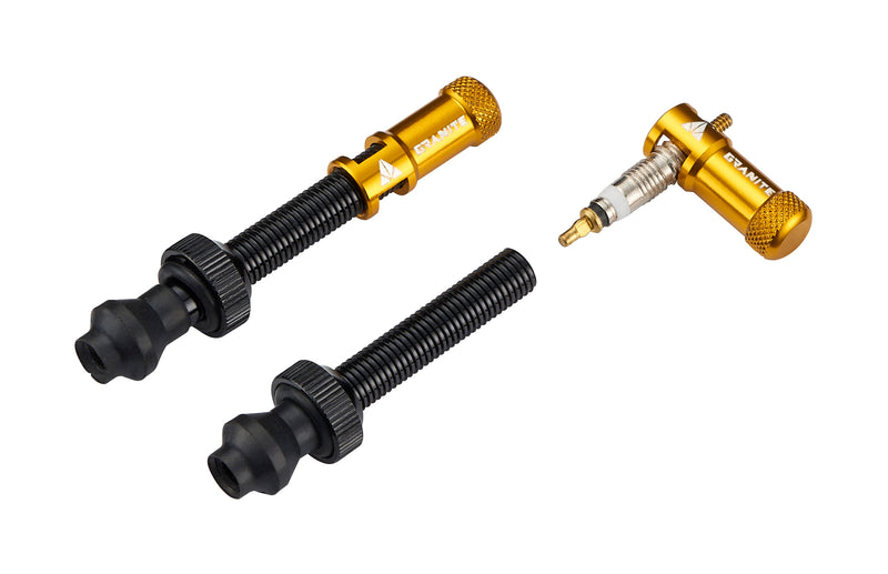 Granite Juicy Nipple Valve Cap and Presta Valve Stem Set, Bike Tyre Caps Dust Covers with Valve Core Removing Function, Durable Alloy Tyre Valve Cap (Gold