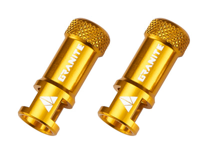 Granite Juicy Nipple Valve Cap and Presta Valve Stem Set, Bike Tyre Caps Dust Covers with Valve Core Removing Function, Durable Alloy Tyre Valve Cap (Gold
