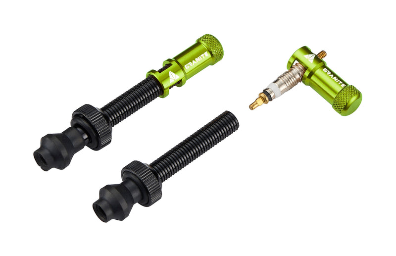 Granite Juicy Nipple Valve Cap and Presta Valve Stem Set, Bike Tyre Caps Dust Covers with Valve Core Removing Function, Durable Alloy Tyre Valve Cap (Green