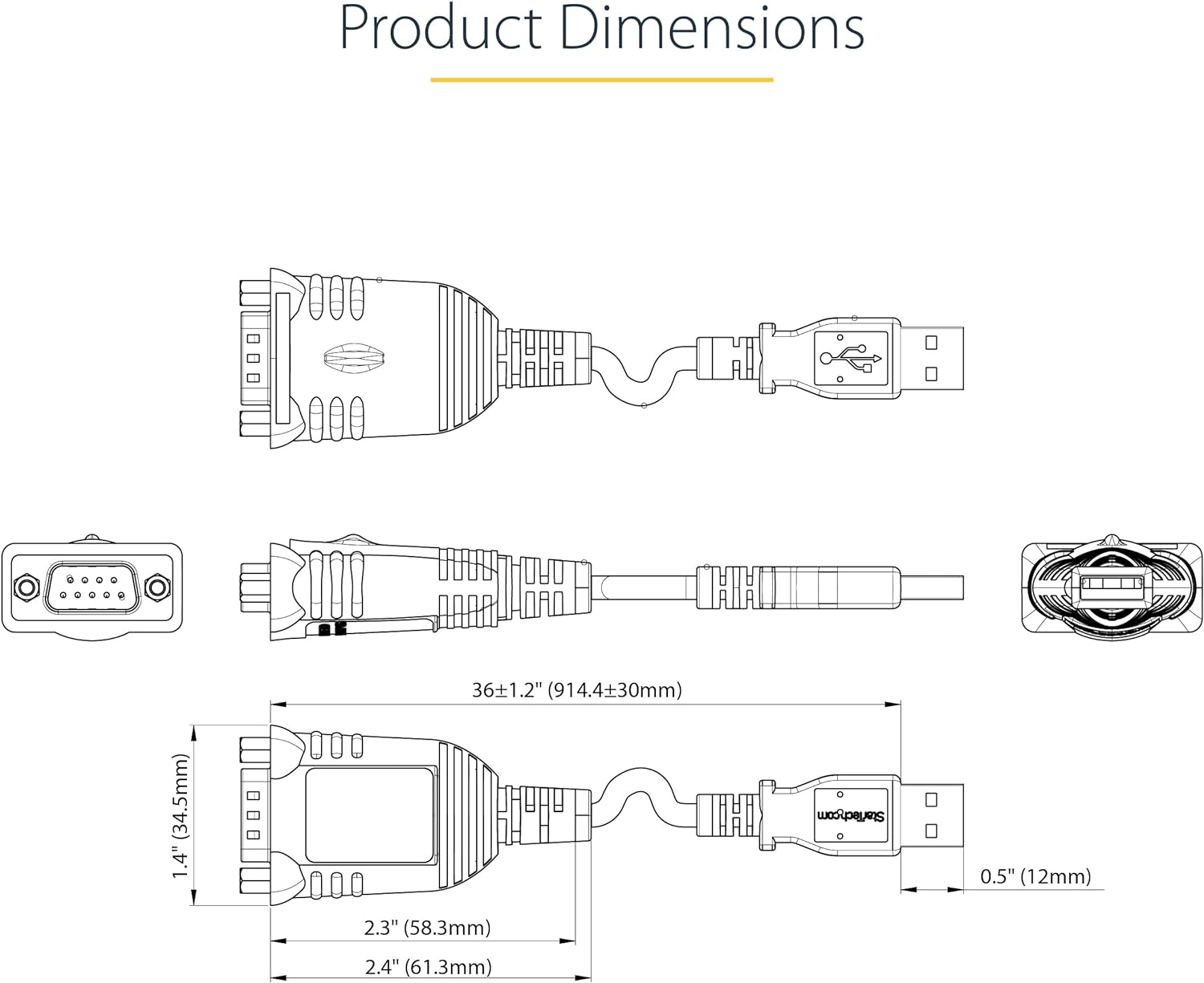 StarTech.com Cable de 1m USB a Serie, Conversor DB9 Macho RS232 a USB, Prolific, Adaptador USB a Serial para PLC/Impresora/Escáner, Adaptador USB a puerto COM, Windows/Mac (1P3FP-USB-SERIAL