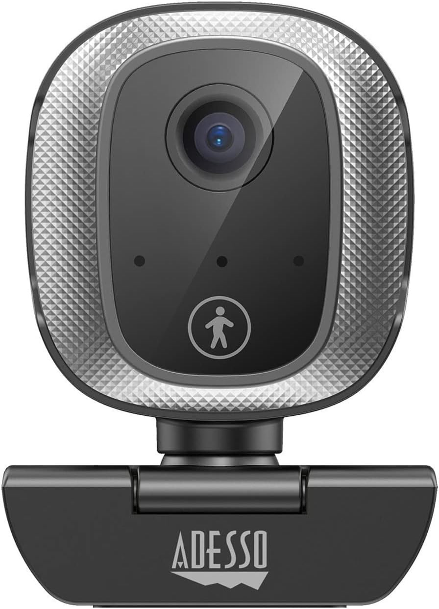 CyberTrack M1 HD Fixed Focus USB Webcam with AI Motion/Facial Tracking, 1920 Pixels x 1080 Pixels, 2.1 Mpixels, Black/Silver