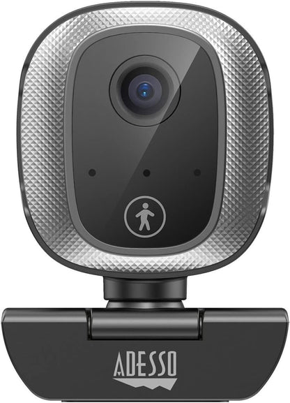 CyberTrack M1 HD Fixed Focus USB Webcam with AI Motion/Facial Tracking, 1920 Pixels x 1080 Pixels, 2.1 Mpixels, Black/Silver