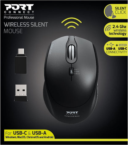 Port Designs Mouse Wireless Silent Mouse Black