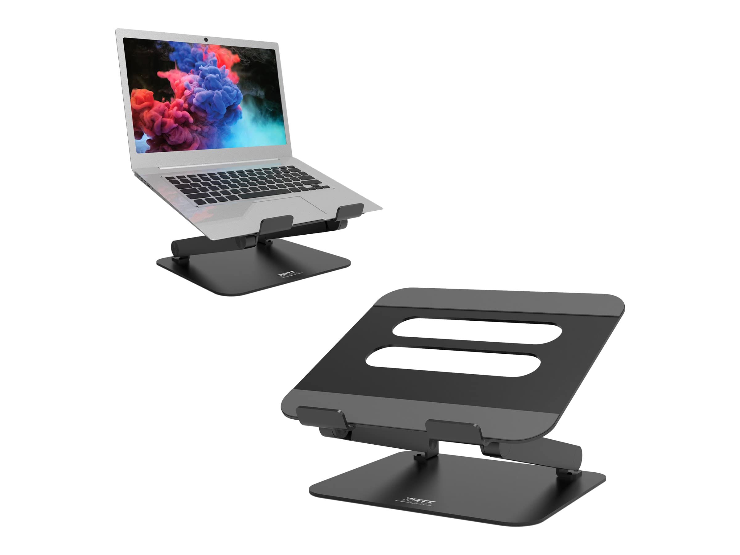 Port Designs Ergonomic Adjustable Laptop Stand for 10 to 15.6 Inch Laptop - Ultra Durable and Non-Slip - Black