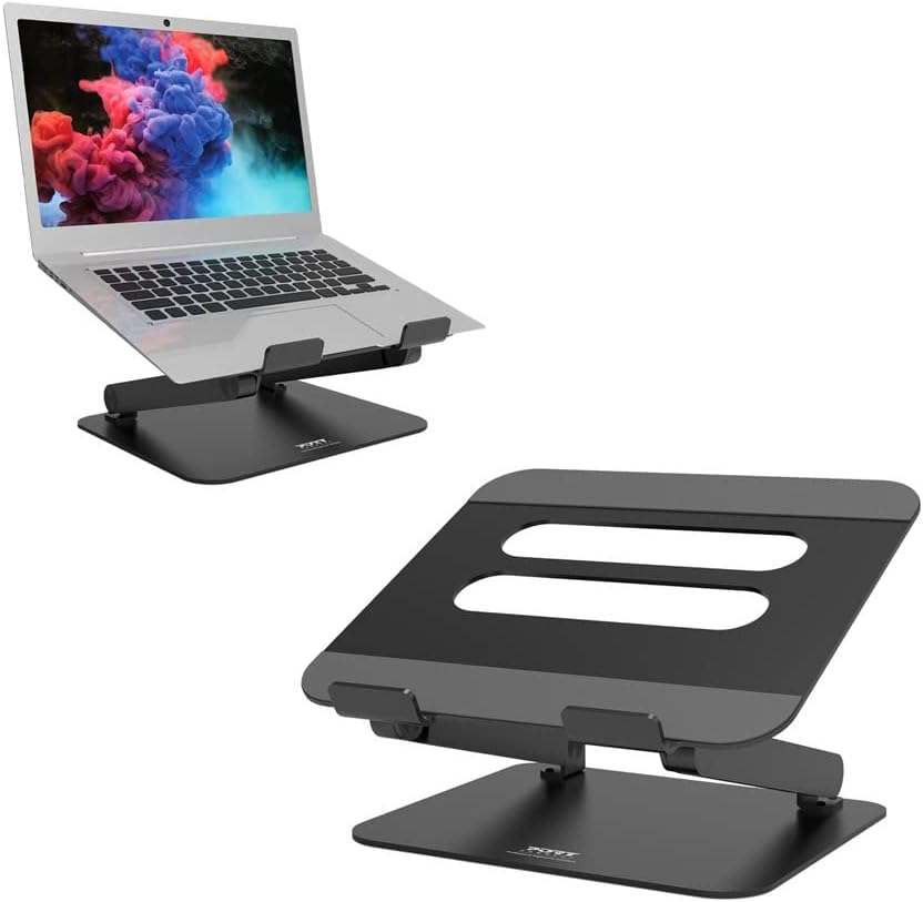 Port Designs Ergonomic Adjustable Laptop Stand for 10 to 15.6 Inch Laptop - Ultra Durable and Non-Slip - Black