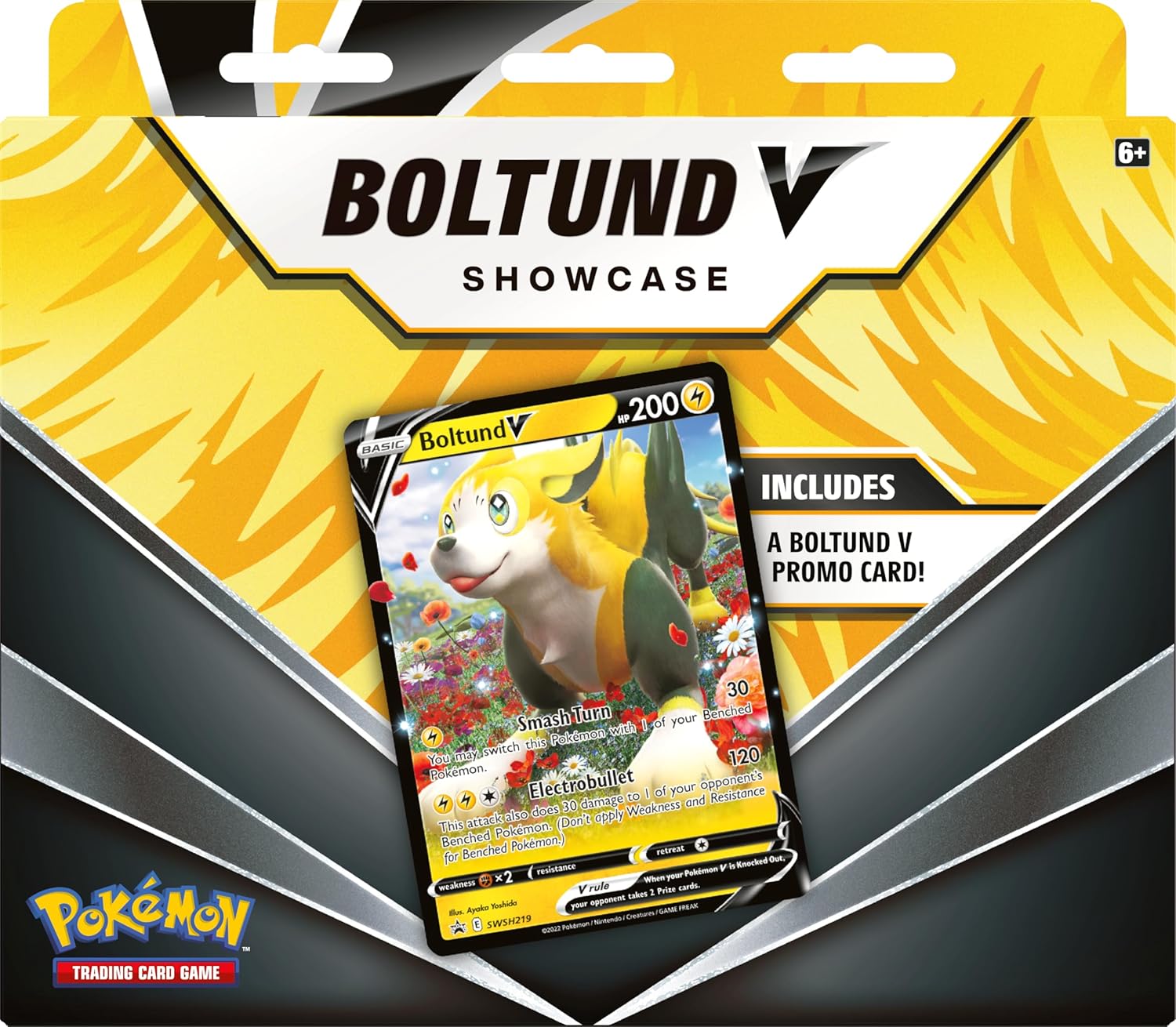 Pokémon TCG: Boltund V Showcase Box (1 Foil Promo Card & 3 Booster Packs)