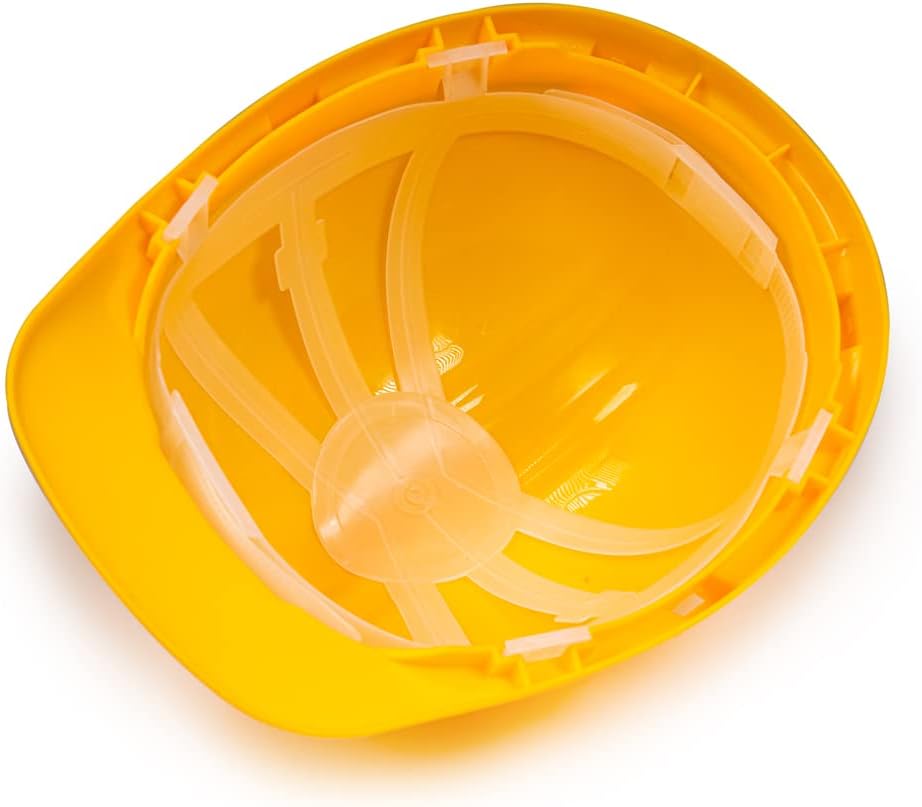 Bigjigs Toys Builder's Helmet - Yellow Kids Hard Hat, Ideal Construction Toy For Pretend Play, Adjustable Size (53cm-56cm) Fits Most Toddlers & Children