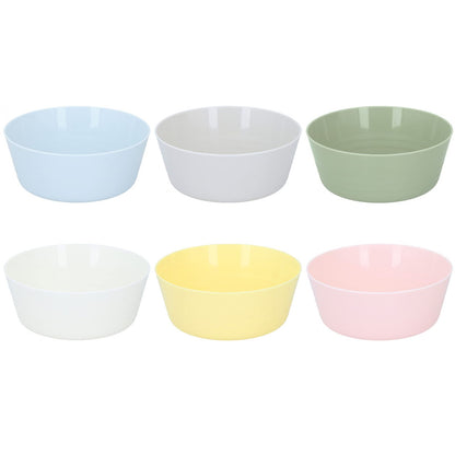 Set of 6 Plastic Cereal Bowls Coloured Stackable Breakfast Oatmeal Muesli Colour Bowls Dessert Soup Salad Appetizer Lightweight Reusable Ideal for Kids Camping Outdoor Picnics, Pastel