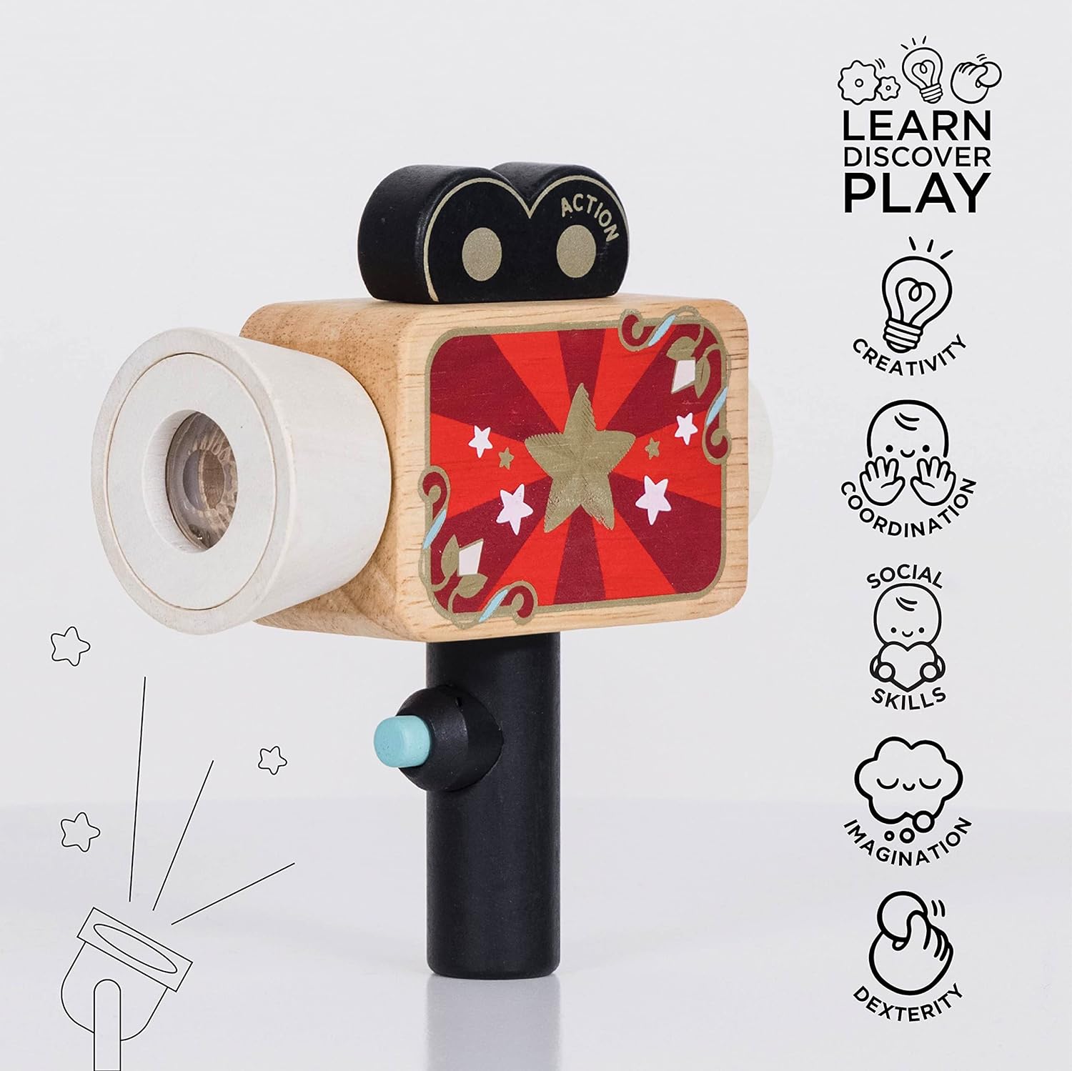 Le Toy Van - Educational Wooden Toy Hollywood Film Camera | Kids Pretend Role Play Toy - Suitable For 3 Years +
