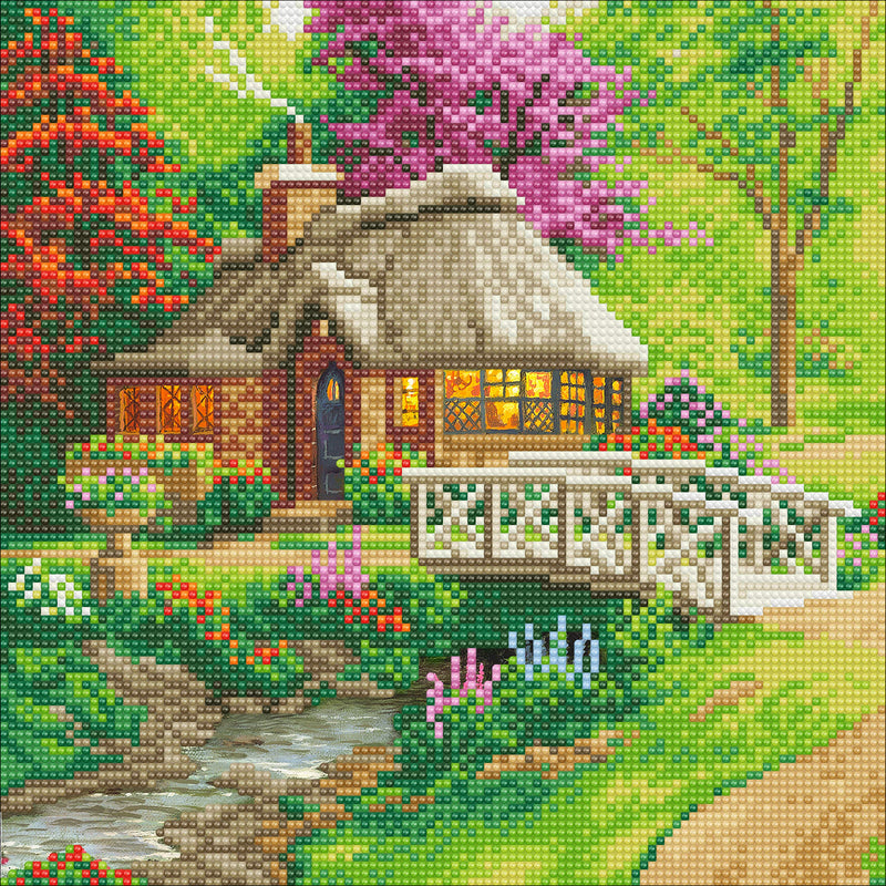 CAK-TK2M: "Friendship Cottage"" 30x30cm Crystal Art Kit THOMAS KINKADE"