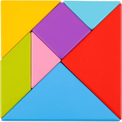 Tooky Toy TY879 Geometry Puzzle Tangram Wooden Colourful Children's Toy Learning Toy Wooden Toy for Toddlers Multicoloured