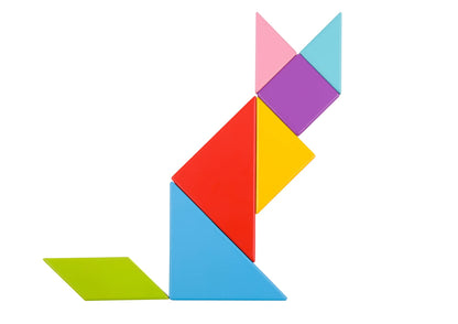Tooky Toy TY879 Geometry Puzzle Tangram Wooden Colourful Children's Toy Learning Toy Wooden Toy for Toddlers Multicoloured
