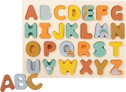 Small Foot-11703 ABC Safari small foot, de Madera, a Partir de los 2 años de Edad. Elefante Puzzles, Multicolor (11703