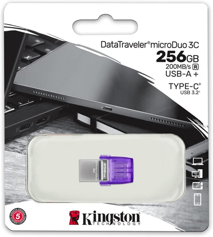 Kingston DataTraveler microDuo 3C USB Flash Drive 64GB USB Gen 3 Type-C and Type-A - DTDUO3CG3/64GB