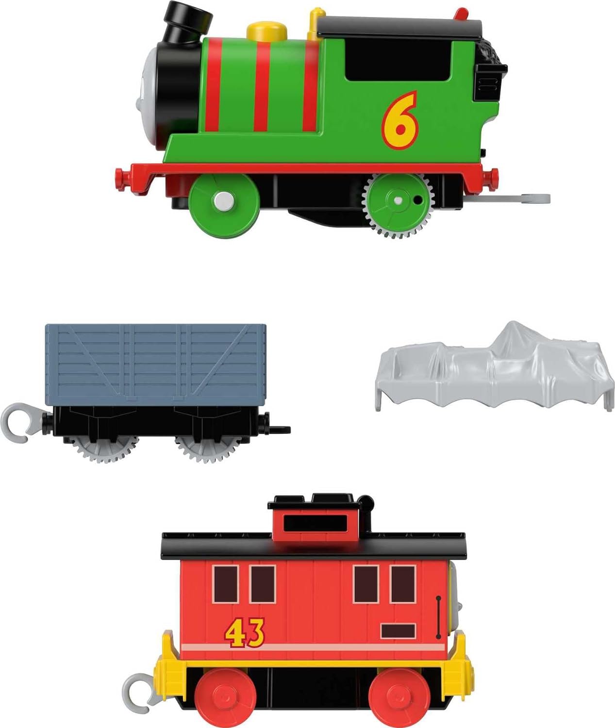 Thomas & Friends Percy & Brake Car Bruno Motorized Battery-Powered Toy Train Set for Preschool Kids Ages 3 Years and up