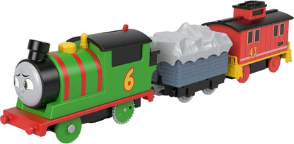 Thomas & Friends Percy & Brake Car Bruno Motorized Battery-Powered Toy Train Set for Preschool Kids Ages 3 Years and up