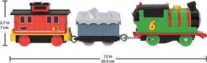 Thomas & Friends Percy & Brake Car Bruno Motorized Battery-Powered Toy Train Set for Preschool Kids Ages 3 Years and up