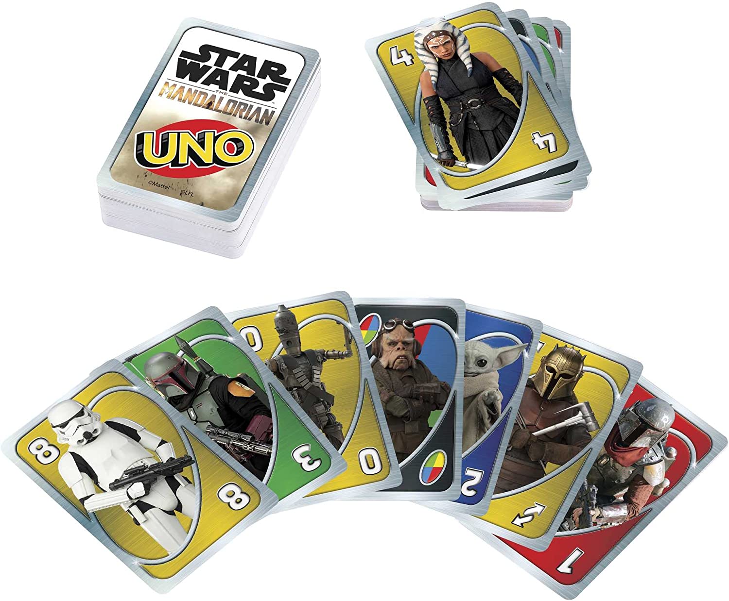 UNO Star Wars The Mandalorian, Themed Deck & Special Rule, Gift for Kid, Adult & Family Game Nights, Ages 7 Years Old & Up, HJR23