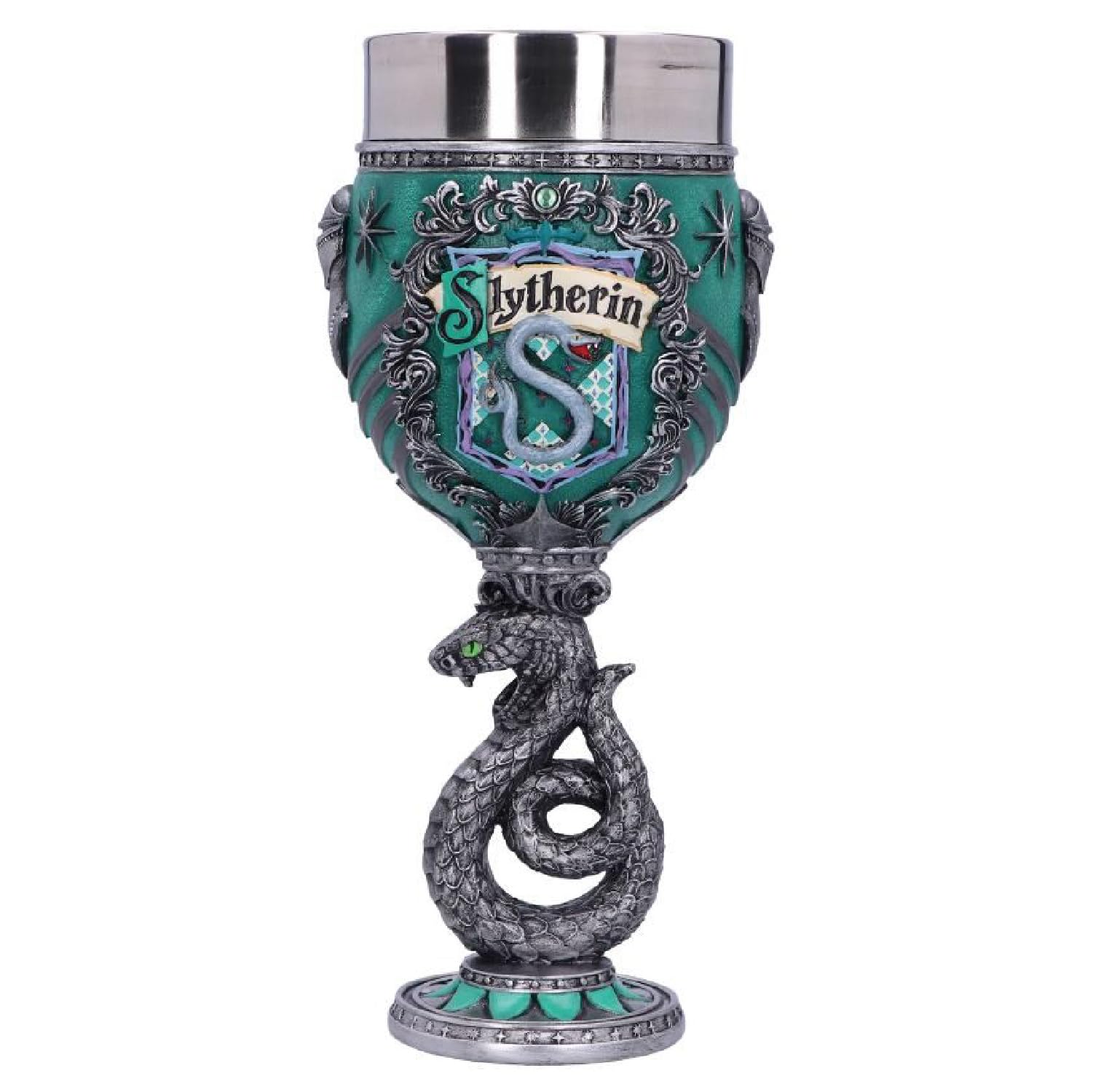 NEMESIS NOW Harry Potter Slytherin Hogwarts House Collectable Goblet Coppa Decorativa, Metallo, Multicolore, 1 unità (Confezione da 1)