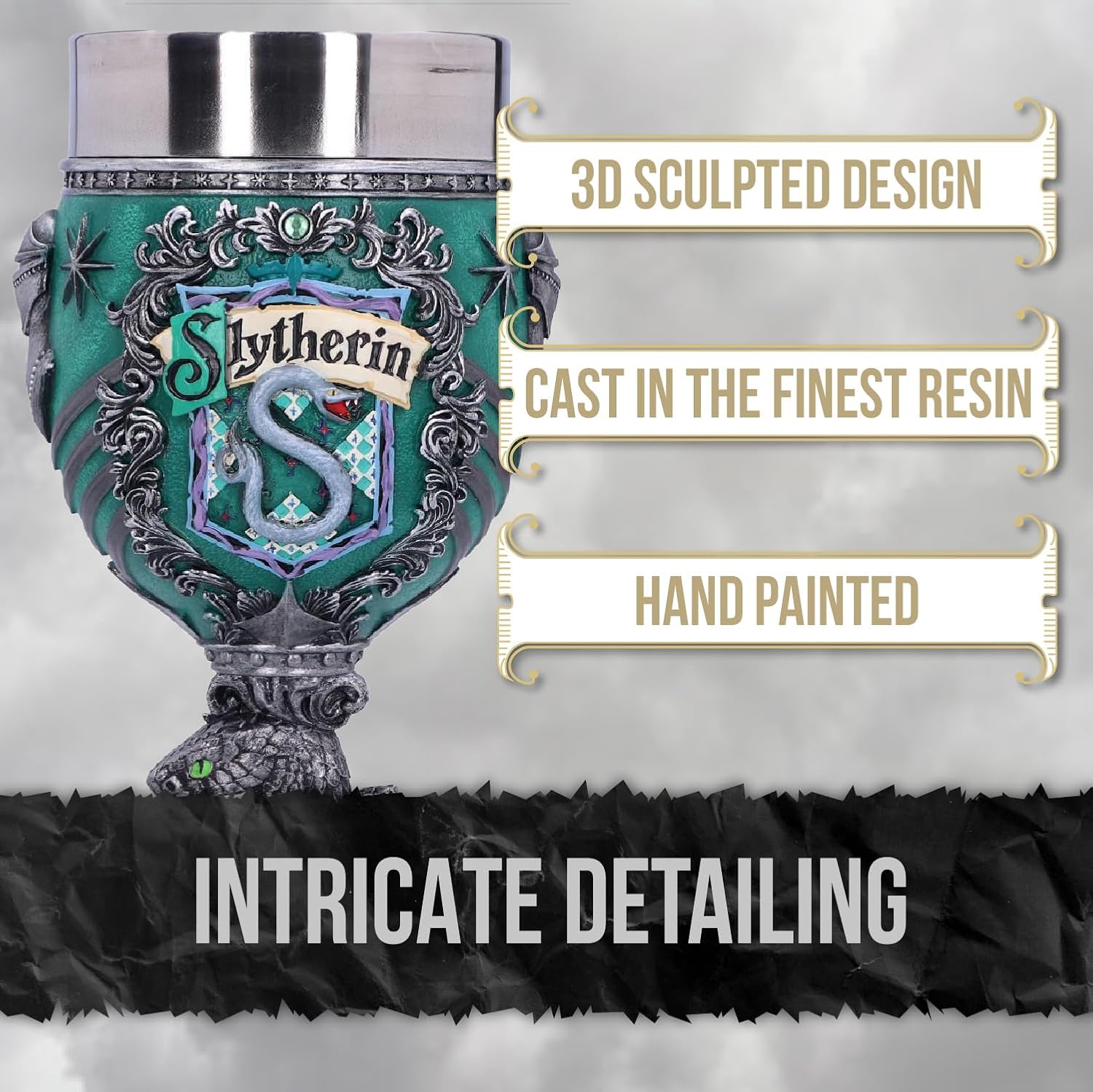 NEMESIS NOW Harry Potter Slytherin Hogwarts House Collectable Goblet Coppa Decorativa, Metallo, Multicolore, 1 unità (Confezione da 1)