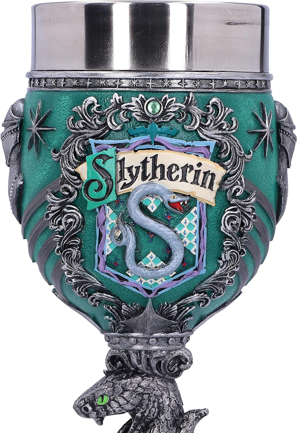NEMESIS NOW Harry Potter Slytherin Hogwarts House Collectable Goblet Coppa Decorativa, Metallo, Multicolore, 1 unità (Confezione da 1)