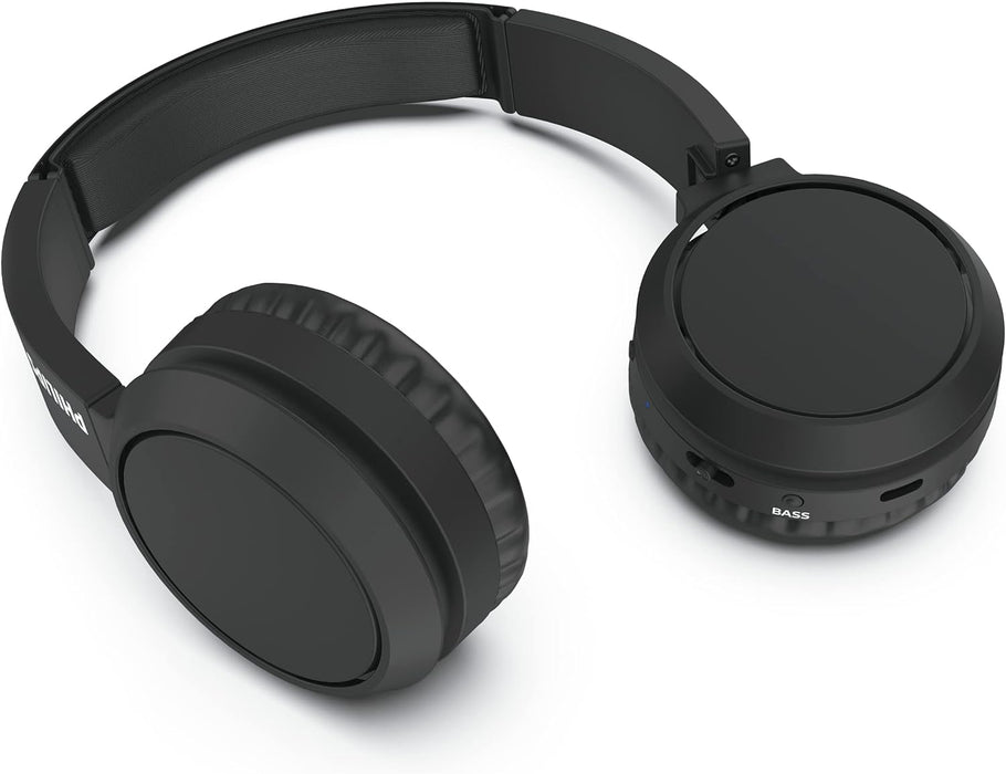 PHILIPS On-Ear Headphones H4205BK/00 with Bass Boost Button (Bluetooth, 29 Hours' Playback Time, Quick Charging Feature, Noise Isolating, Flat Folding), Matte Black