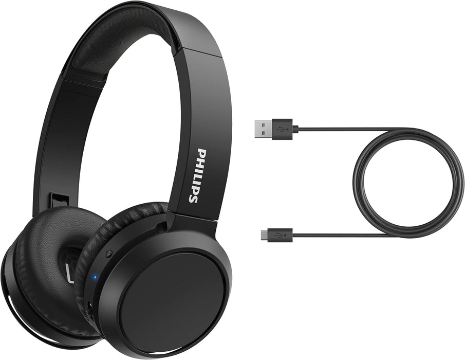 PHILIPS On-Ear Headphones H4205BK/00 with Bass Boost Button (Bluetooth, 29 Hours' Playback Time, Quick Charging Feature, Noise Isolating, Flat Folding), Matte Black