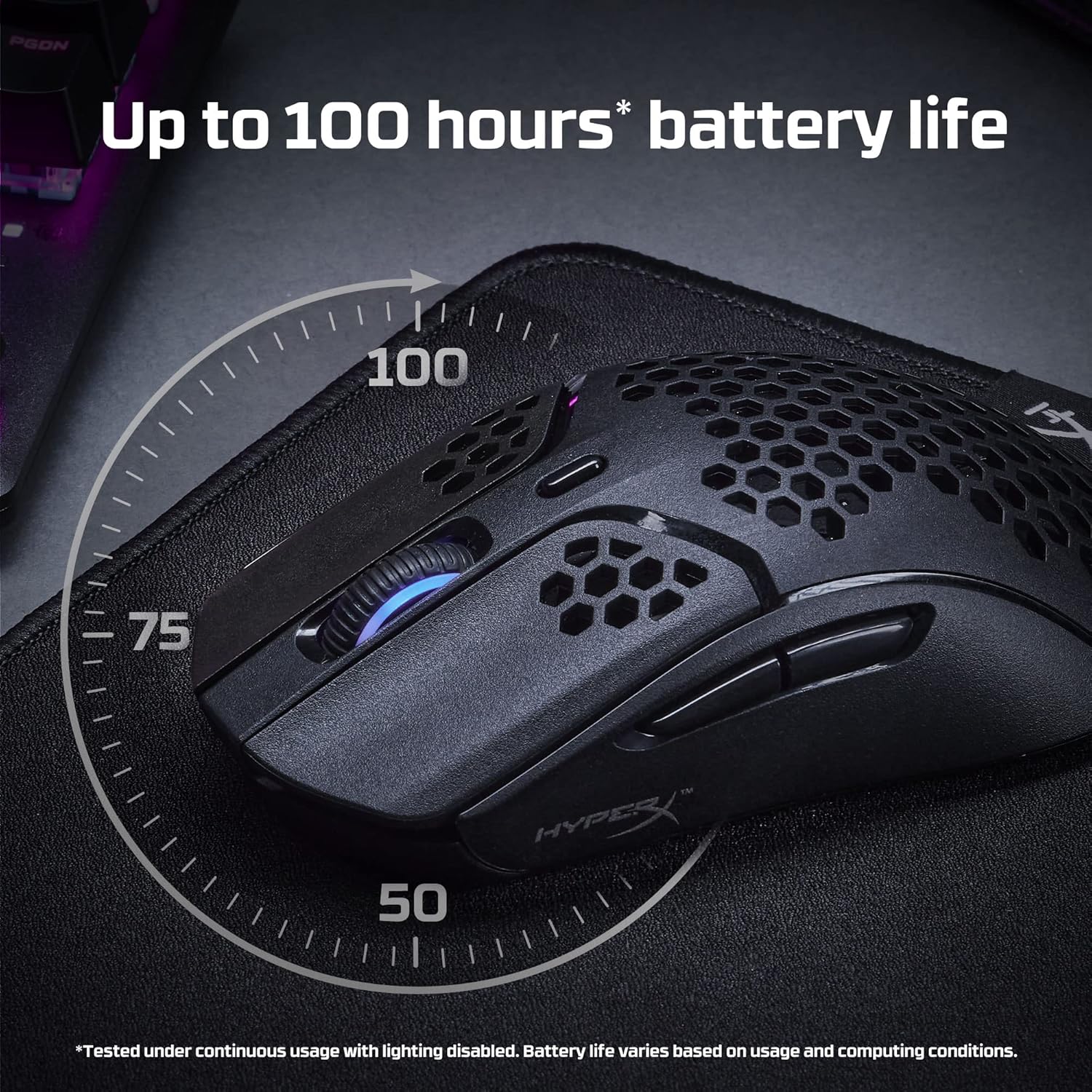 HYPERX Pulsefire Haste – Wireless Gaming Mouse – Ultra Lightweight, 61g, 100 Hour Battery Life – Black and Red & Pulsefire Mat – Gaming Mouse Pad – Medium – Precise Cloth Surface + Gaming Mouse Pad, Medium