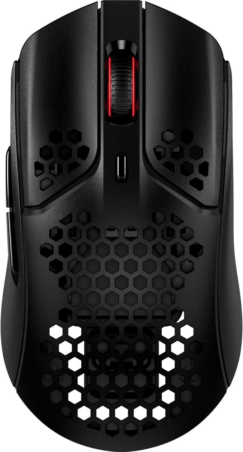 HYPERX Pulsefire Haste – Wireless Gaming Mouse – Ultra Lightweight, 61g, 100 Hour Battery Life – Black and Red & Pulsefire Mat – Gaming Mouse Pad – Medium – Precise Cloth Surface + Gaming Mouse Pad, Medium