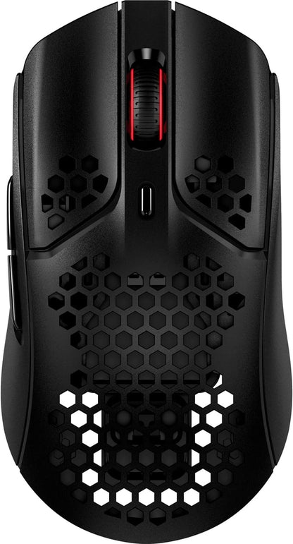 HYPERX Pulsefire Haste – Wireless Gaming Mouse – Ultra Lightweight, 61g, 100 Hour Battery Life – Black and Red & Pulsefire Mat – Gaming Mouse Pad – Medium – Precise Cloth Surface + Gaming Mouse Pad, Medium