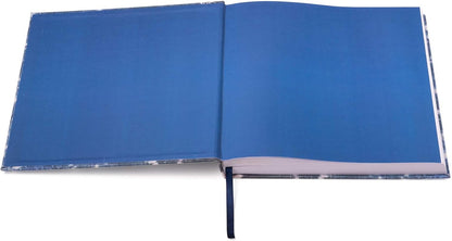 Eccolo Large Lined Journal Notebook, Hardbound Fabric Cover, Writing Journal, 256 Ruled White Pages, Ribbon Bookmark, Lay Flat, Desk Size for Work or School, Shibori Circles (Denim Blue, 8x10 inches