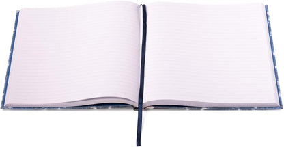 Eccolo Large Lined Journal Notebook, Hardbound Fabric Cover, Writing Journal, 256 Ruled White Pages, Ribbon Bookmark, Lay Flat, Desk Size for Work or School, Shibori Circles (Denim Blue, 8x10 inches